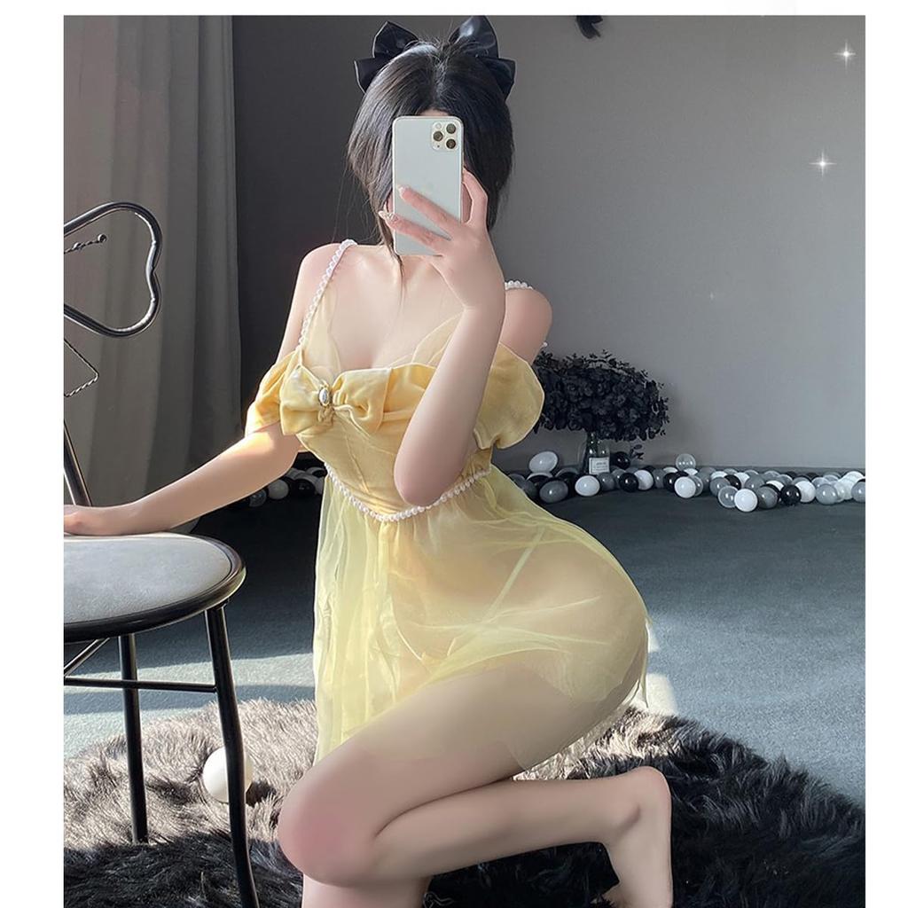 REENEW Сексуальная горничная Принцесса Бэбидолл Экстремальная полупрозрачная комбинация с пышной юбкой Принцесса Идеально подходит для костюма для косплея, Стиль, Прозрачное нижнее белье, Эротическое, Эротическое,