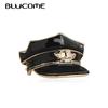 Black Police Hat Shape Brooches Badge Pins Gold Color Cospaly Uniform Clothes Accessories Women Men Brooch Souvenir Gift