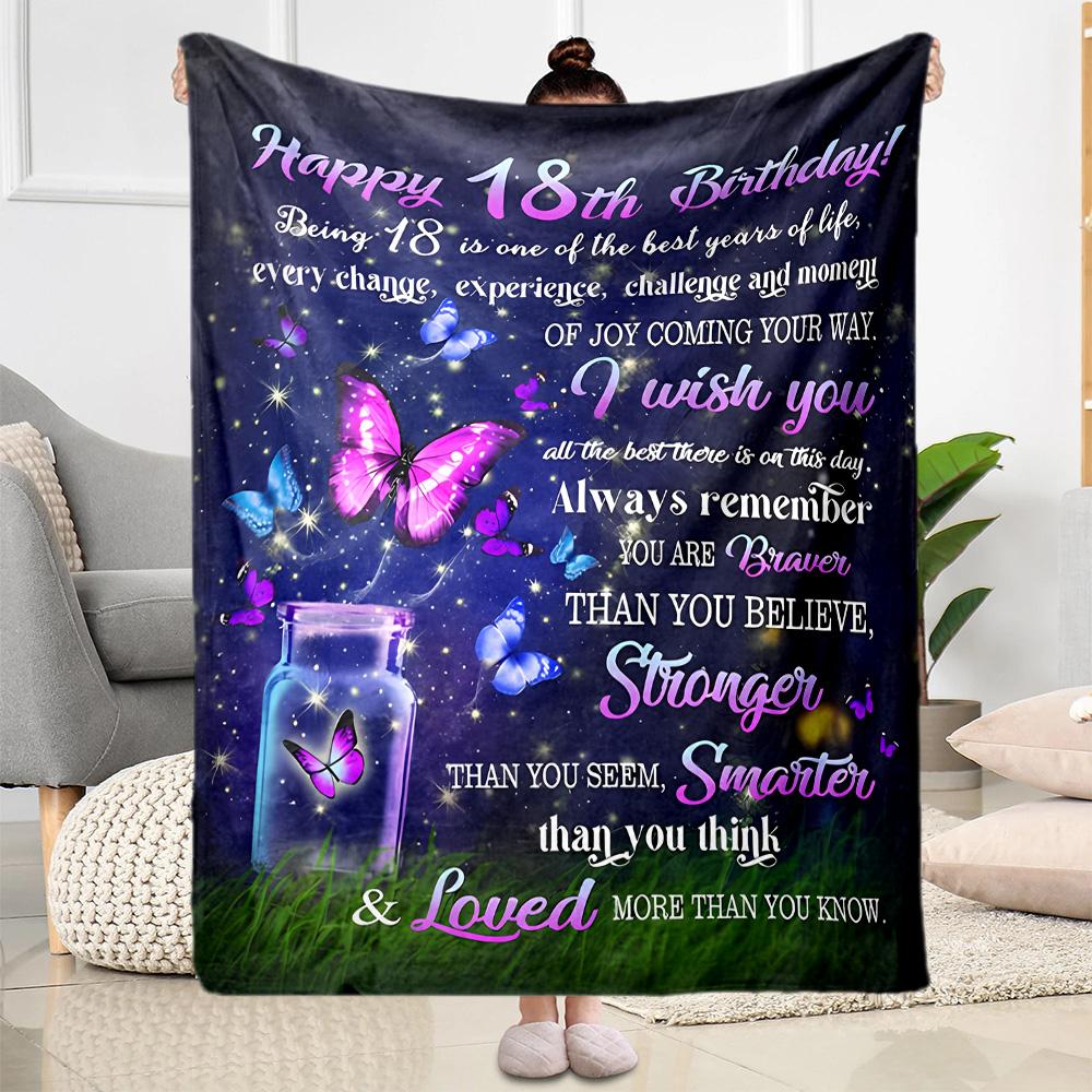 1pc Sweet 18th Birthday Celebration blanket Soft and Warm for Sofa Office Camping Travel Livingroom Great Gift for Friends and Family Comfortable
