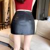 Юбка из искусственной кожи с разрезом, водонепроницаемая, с высокой талией, А-силуэта, в корейском стиле, короткая мини-юбка, женская