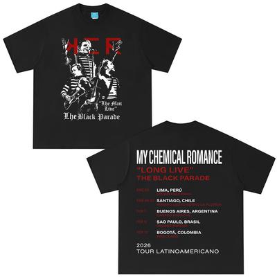 Футболки тура The Black Parade 2026 Рок-группа My Chemical RoУнисекс футболка Унисекс Женская одежда Хип-хоп Винтажная футболка Уличная одежда
