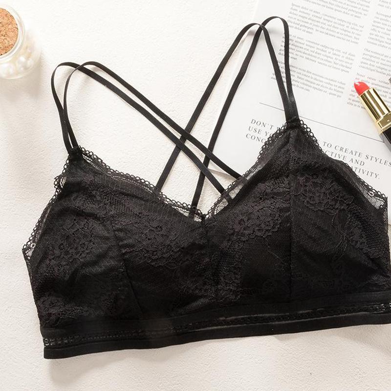 Нижнее белье со сборками без стального кольца, кружевной сексуальный бюстгальтер, ультратонкий и дышащий, французские подтяжки, антибликовое женское нижнее белье