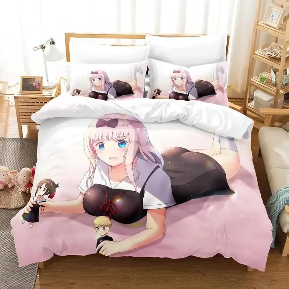 Новый набор постельного белья Kaguya-sama Love is War Мультяшный Аниме трехсекционный набор Взрослый Детская Спальня Комплекты пододеяльников 3D Кавайи простыни