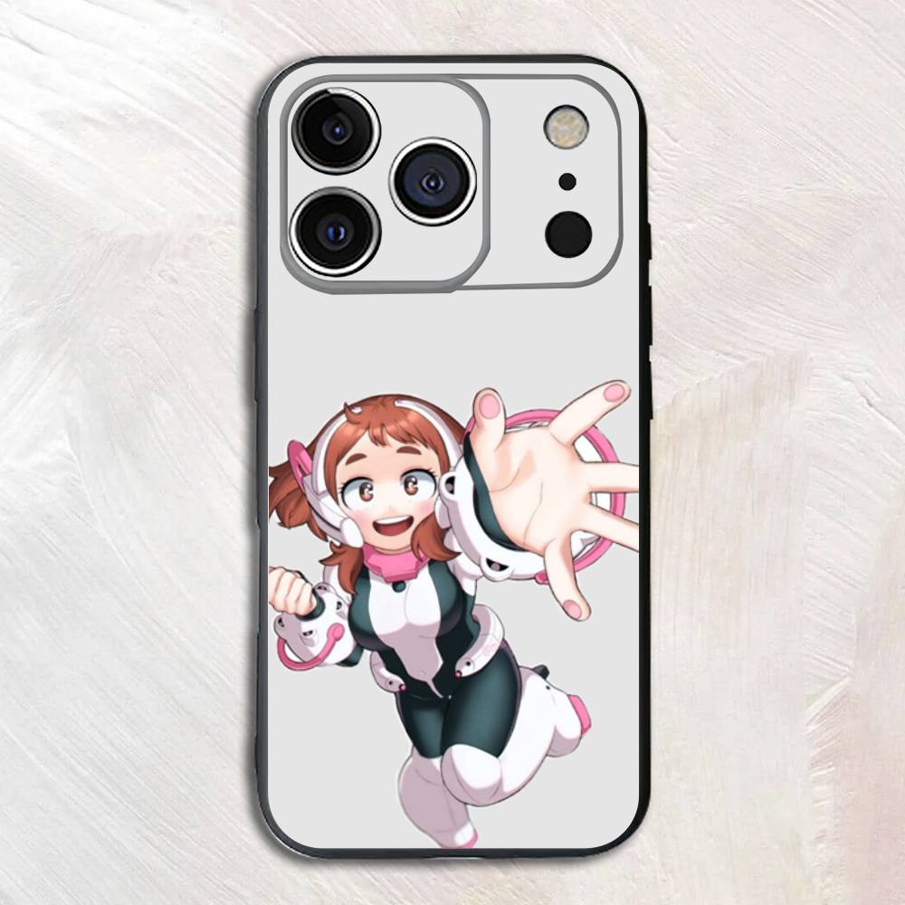 Аниме Фигурка O-Очако U-Урарака Черный Чехол для Телефона Для iPhone 17,16,15,14,13,12,13,11 Pro Max Plus mini Силиконовый Мягкий Задний Чехол
