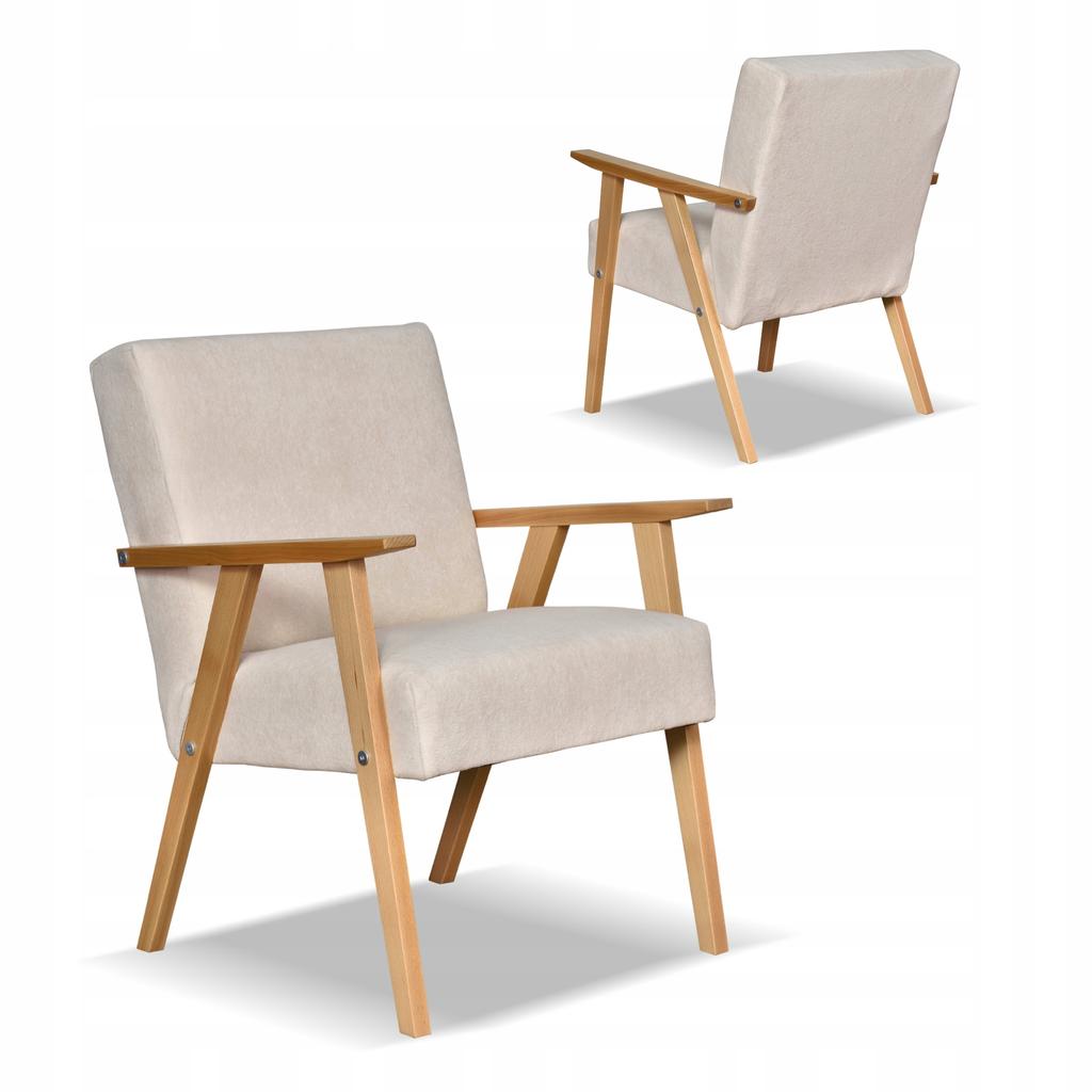 Fotel PRL zestaw retro vintage SOLER Family Meble beżowy welur Hunter