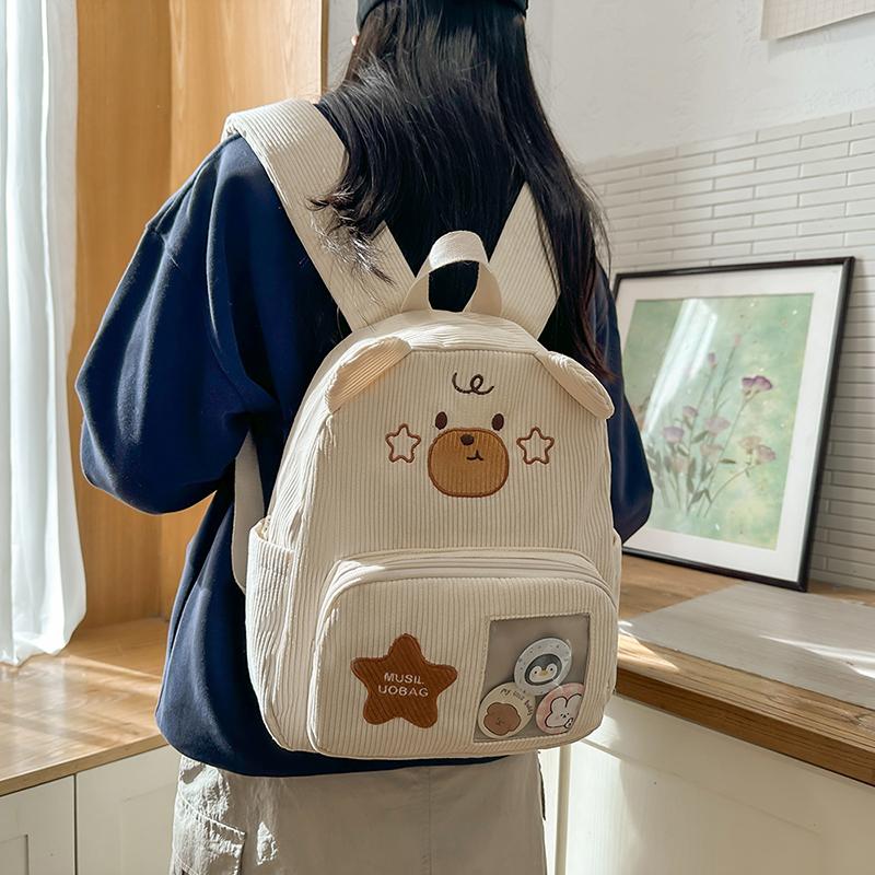 Мультяшный медведь детский сад школьный рюкзак вельветовый рюкзак для учеников начальной школы