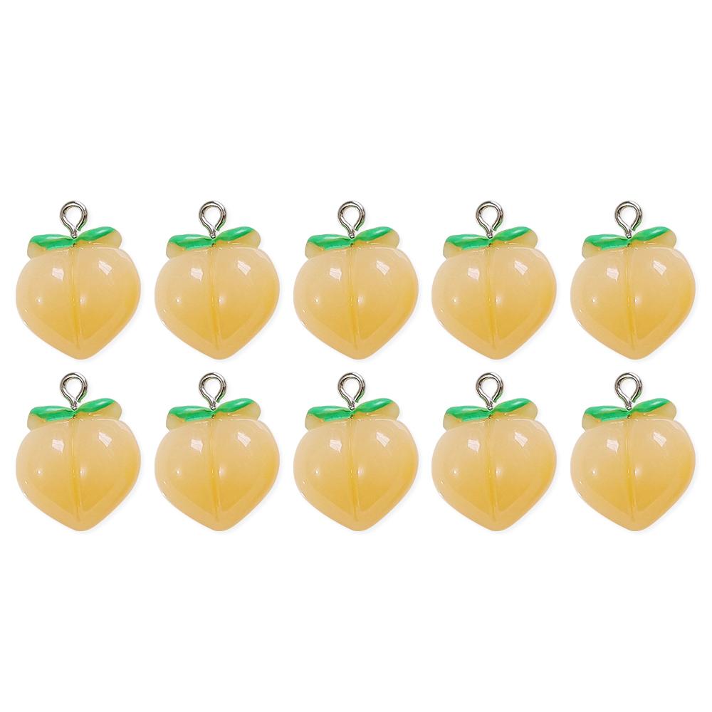 10pcs DIY Peach Flat Resin Charms Pendant 3D Fruit Pendants New Peach Charms Fruit Pendants  Women's