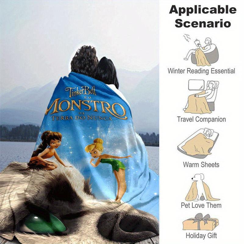 1pc Tinker Bell Printing Blanket - Soft, All-Season Throw for Office Blanket, | Personalized Gift with Adorable Cartoon Design