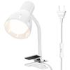 Pispoer Clip-on Lamp, 360° Rotating Table Lamp, E26 Holder, with LED Bulb (9W, 5000K Color Temperature), Indoor Use, with Switch Socket, for Indoor