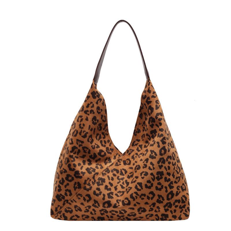 Stylish Leopard Print Tote Bag For Women Large Capacity Chic Retro Shoulder Bag