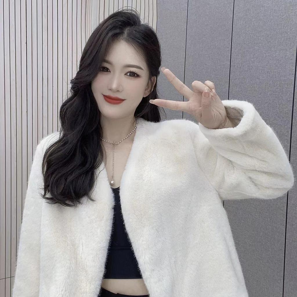 Осень-зима Пальто из искусственного меха Женское флисовое пальто из норки Короткое пальто