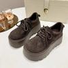 Женские модные хлопковые ботинки на толстой подошве, зимние новые, с круглым носком, замшевые спереди, на шнуровке, противоскользящие, износостойкие, низкие