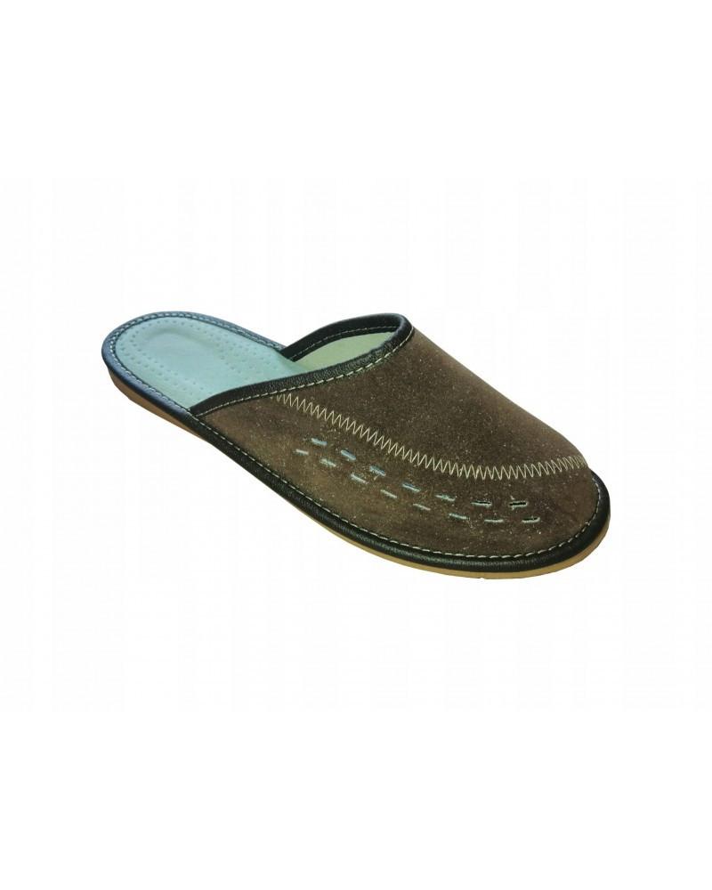 Men's slippers made of natural leather, suede, 100% leather 44
