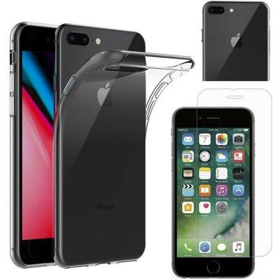Прозрачный силиконовый чехол - Phonillico® - iPhone 8 PLUS - Ультратонкий - Закаленное стекло - Защита экрана