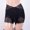 Summer Men's Silk Stockings Underwear Sexy Lace Sheer Cross High Waist Elastic Slim Physiological Flat Angle Shorts KSG4