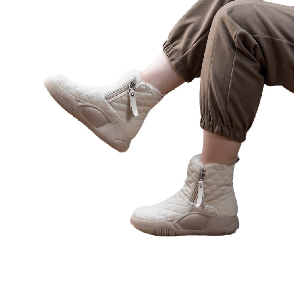 Хлопковые туфли женские зимние бархатные толстые подошвы меховые интегрированные зимние ботинки повседневные нескользящие утолщенные теплые туфли