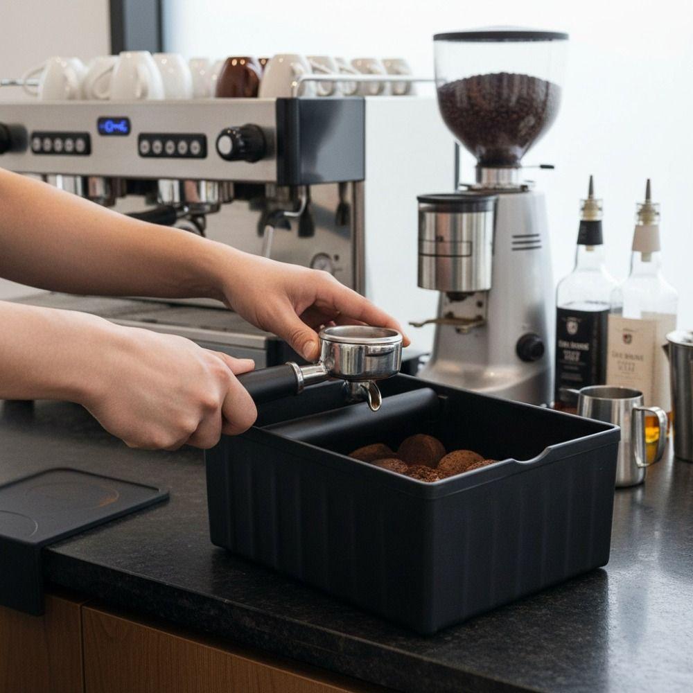 with Tapping Rod Coffee Knock Box Large Capacity Espresso Grounds Container Baristas