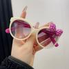 Lovely Plastic Bow Decorated Sunglasses Round Frame Ultraviolet-Proof Kids Eyewear Shades Sun Protection Sunglasses For Party