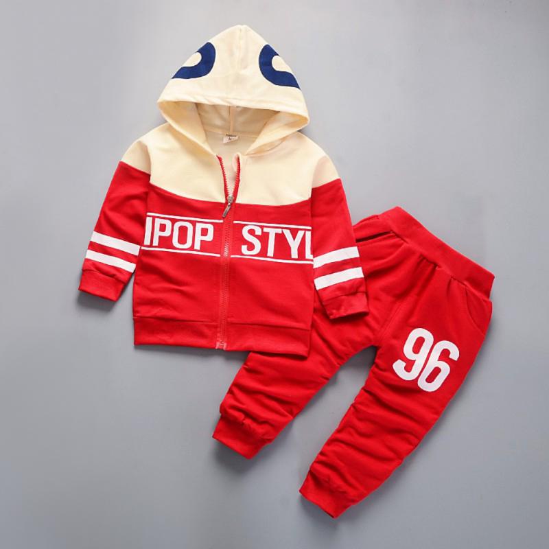 Весенне-осенний топ с капюшоном и длинными рукавами с принтом для мальчиков + брюки, комплект из 2 предметов