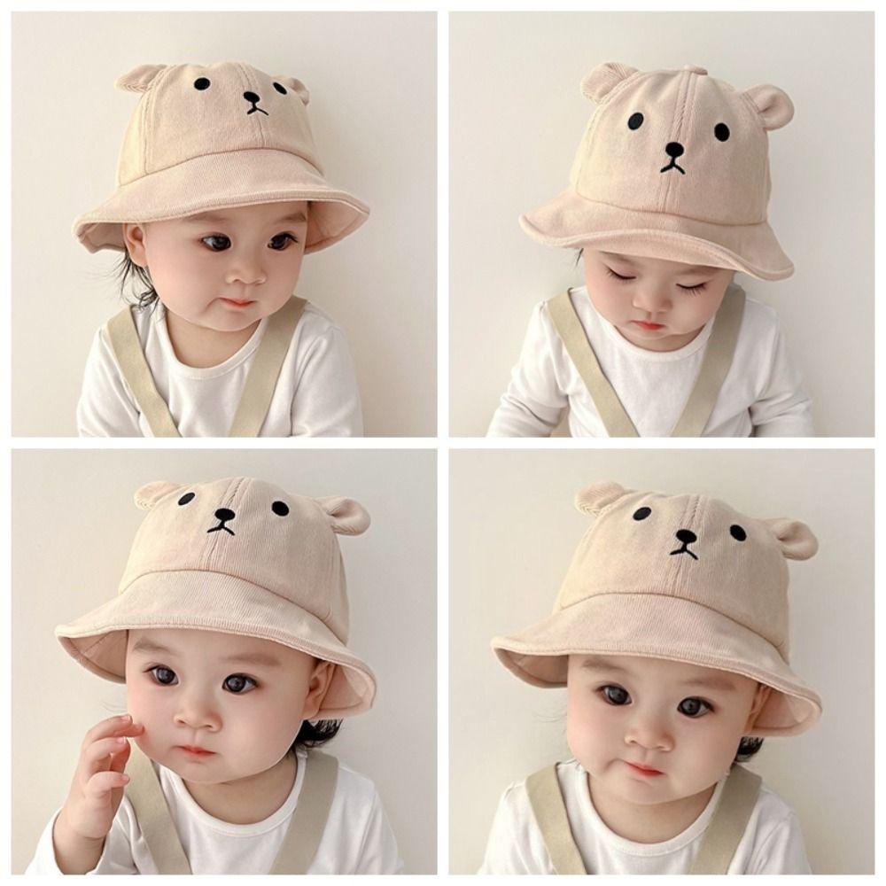 Cotton Baby Bucket Hat Korean Boys Girls Sunhat Lovely Baby Bear Hat Toddler