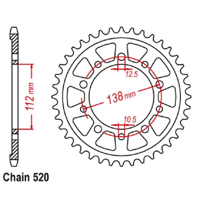 520 Задняя звезда мотоцикла Для Honda CB500F CB500FA 13-21 CB500X CB500XA 13-18 CBR500R CBR500RA 13-21 NC750XD 14-25