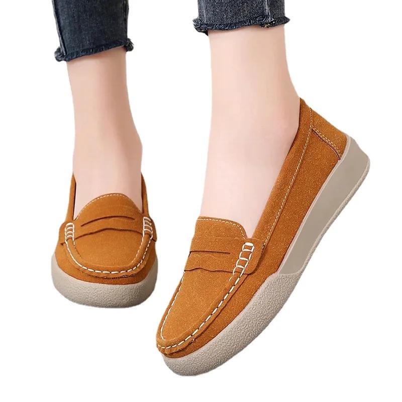 Women Faux Suede Casual Shoes Autumn New Platform Shoes Woman Fashion Brand Designer Women Flat Soft Sole Non-slip Shoes