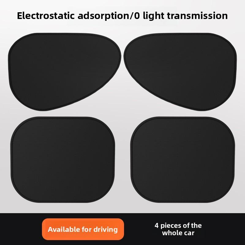 Electrostatic Sun Visor for Car Side Window 4-Layer Sun Shade Curtains Anti-Glare UV-Blocker Auto Sun Protection Cover