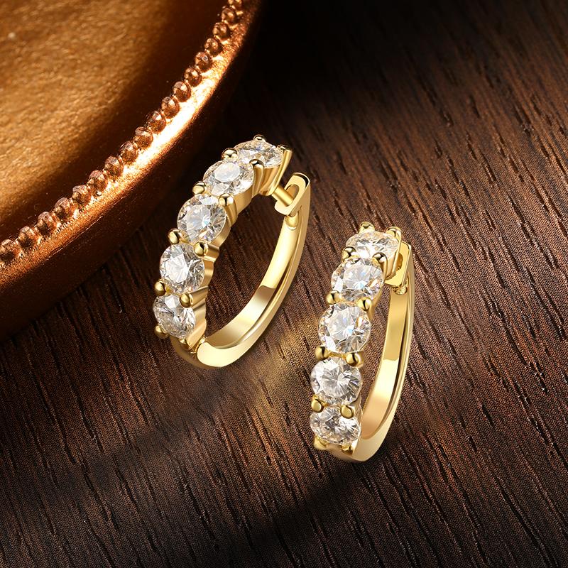KNOBSPIN D Color Moissanite Loop Earring 925 Sliver Plated with White Gold Earring for Women Sparkling Fine Jewelry