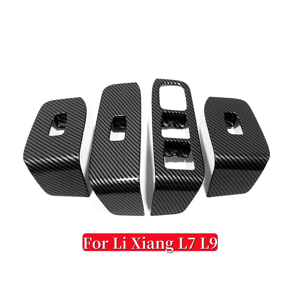 For Li LiXiang L6 L7 L8 L9 2022 2023 2024 ABS Carbon fiber Door Window Up Switch Button Panel interior Protection Accessories