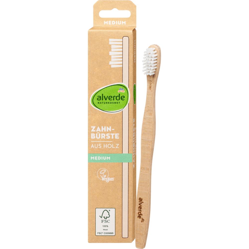Germany DM Alverde Alverde Nature Cosmetic Wooden Toothbrush Medium 1pc