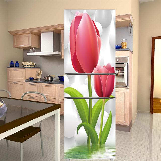 Белый цветок, украшения на дверь холодильника, элегантные цветы, наклейка на холодильник, самоклеящиеся наклейки на стену, виниловые обои, фреска, искусство