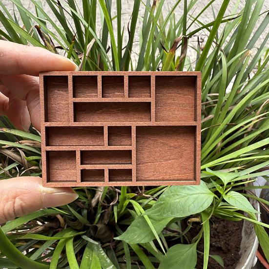 Miniature Trinket Shelf Wooden Crystal Display Shelf Miniature Collectibles Organizer Printers Tray for Gems Stones Shells