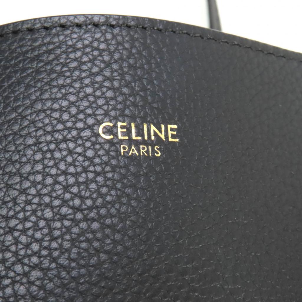 Excellent CELINE Tote Bag Kava Phantom Small With logo black Soft grain calf Women 18902 Used