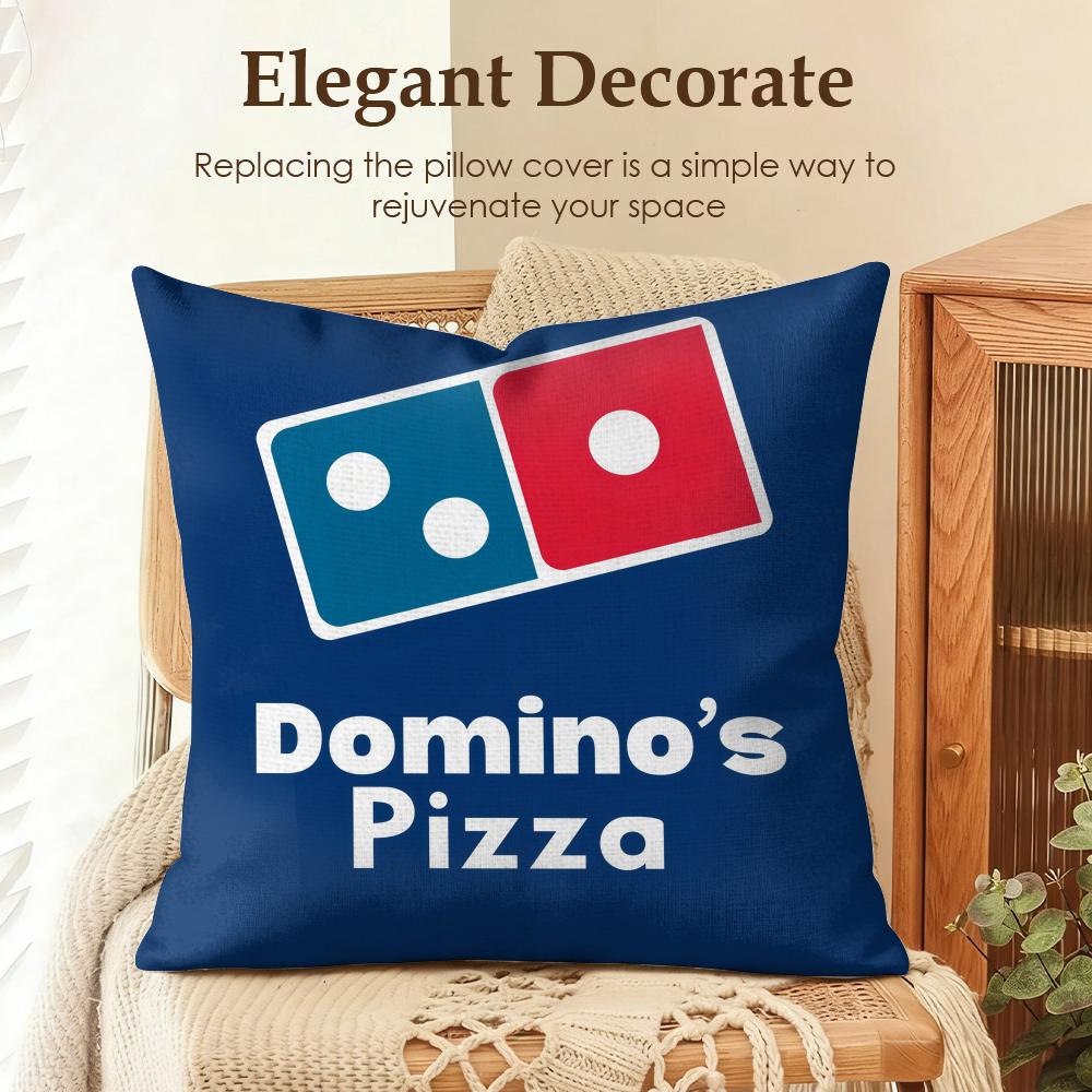 Food Anime DDominos Pizza Cushion Cover Natural Linen Organic Fabric DoubleSided Printing Sofa Home Decor Gift Pillow Case