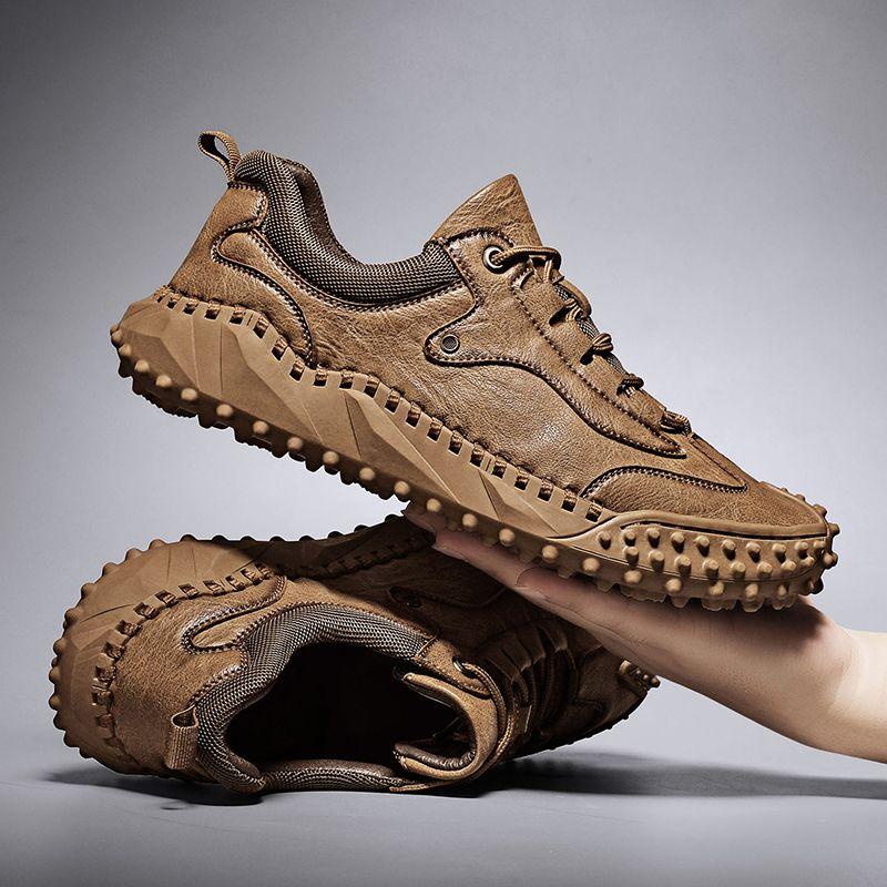 Men's Genuine Leather Shoes Spring and Autumn New Style Sports Running Shoes