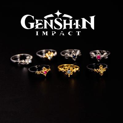 Аниме Genshin Impact Rings Zhongli Tartaglia Xiao Albedo Venti Kamisato Ayaka Finger Adjustable Ring Women Men Cospaly Gift