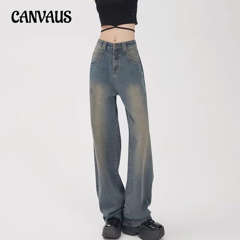 Винтажные широкие джинсы для женщин, весенне-осенние и зимние свободные драпированные брюки с высокой талией, брюки-бретельки