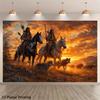 Episches Native-American-Wild-West-Pferde-Sonnenuntergang-Wanddekor-Leinwand-Poster-Kunstdruck Kino-Abenteuer-Heimgeschenk