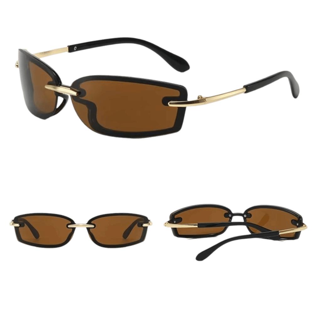 Y2K Dopamine Square Sunglasses Metal Eyewear Futuristic Candy Color Rimless Sunglasses Outdoor