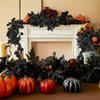 8 футов Хэллоуин Искусственная гирлянда из листьев хризантемы Устойчивая к УФ-лучам Осенняя Рождественская День Благодарения Праздник урожая Каминная полка Крыльцо В помещении На улице