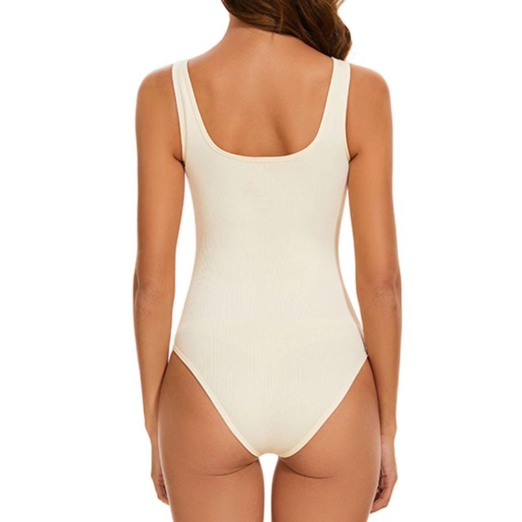 Summer Fashion Thin Women Skinny Black Bodysuit O Neck Sleeve Sleeveless Mid Rise Snap Button Lady Playsuit