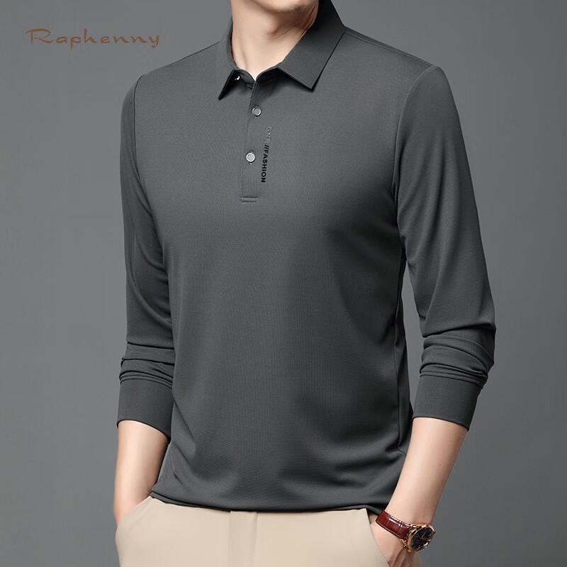 Мужская рубашка-поло Raphenny однотонная Business Casual с длинным рукавом OZ875