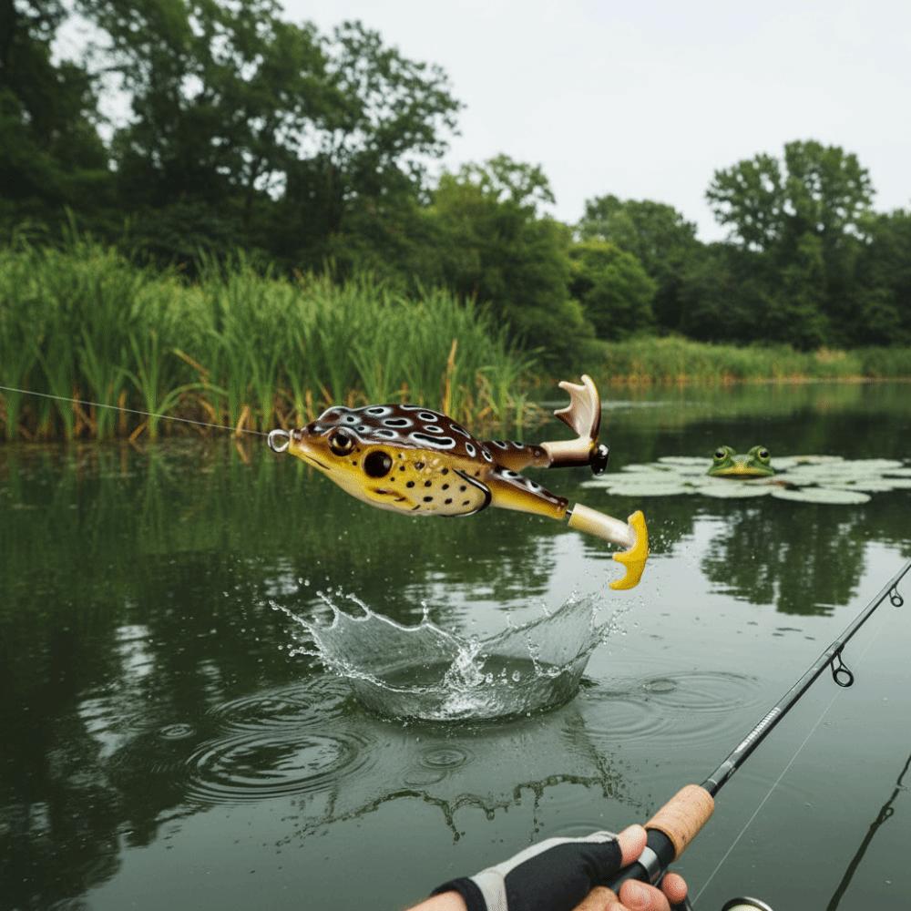 Double Propellers Frog Lure Rotating Tail Bass Fishing Lures Soft Frog Lure Freshwater Fishing