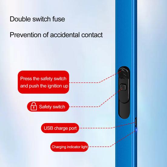 1 Set Electric Igniter Long Handle Portable Windproof USB Charging Igniter for Camping Picnic Home Use