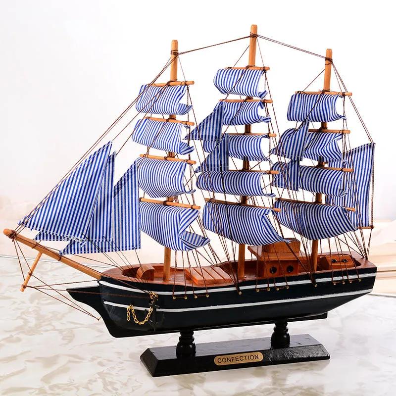Морской морской креативный деревянный парусник, декор комнаты, фигурки, миниатюры, средиземноморский стиль, корабль, маленькая лодка, украшения, подарок