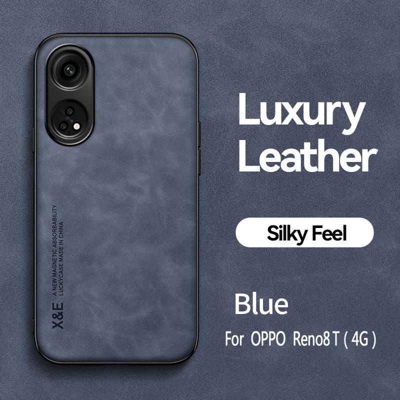 For Oppo Reno8 T Leather Case Sheepskin Texture Back Cover Soft Frame Shockproof Phone Case for  For Oppo Reno8 T Reno 8T 4G