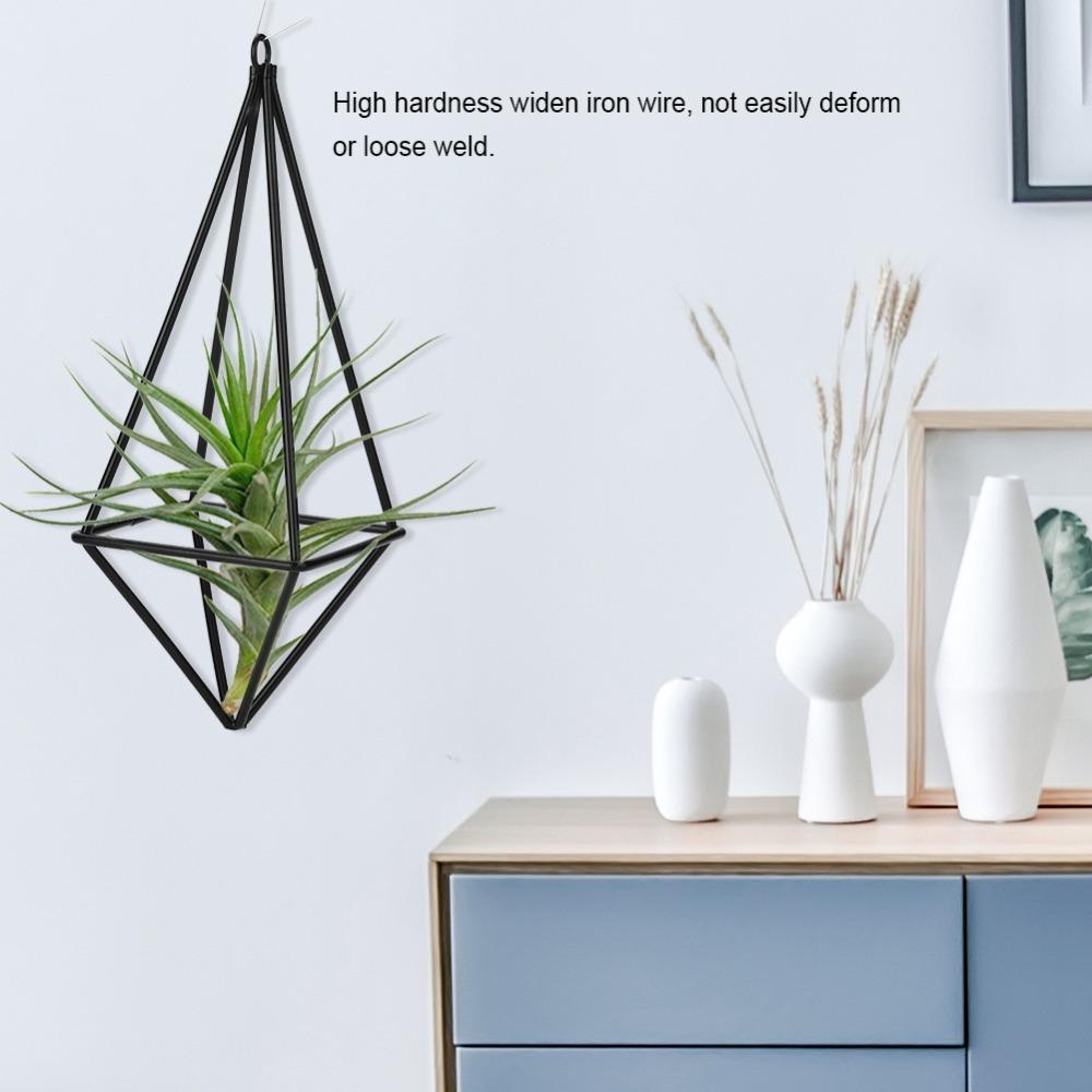 4PCS Black Hanging Air Plant Holder Iron Geometric Plant Hanger Durable Air Plant Rack