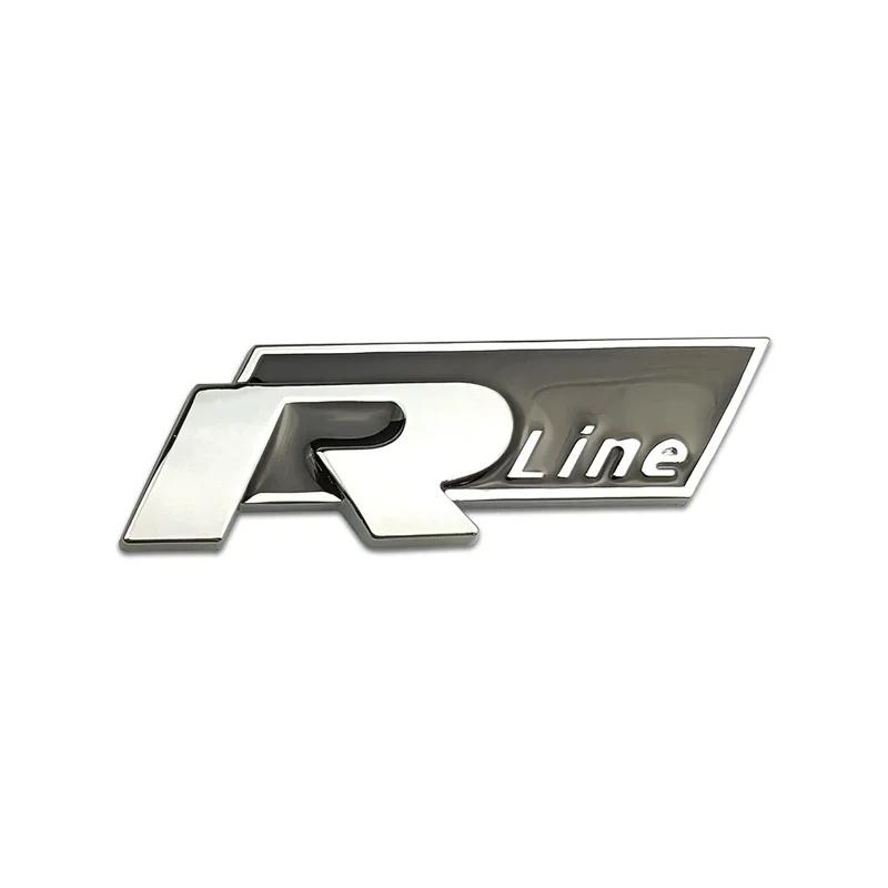 1Pc Metal Rline Emblem Car Front Grille Badge Rear Trunk Sticker for BORA CC GOLF JETTA MK4 PASSAT Polo SR32 Lavida
