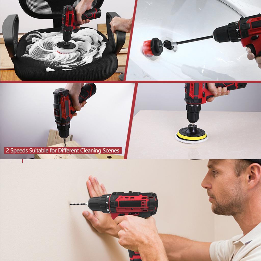 Комплект аккумуляторной дрели-шуруповерта. Набор электрических дрелей 12 В. 50 шт. Набор щеток для электрической дрели. 18 + 1 винт сцепления.