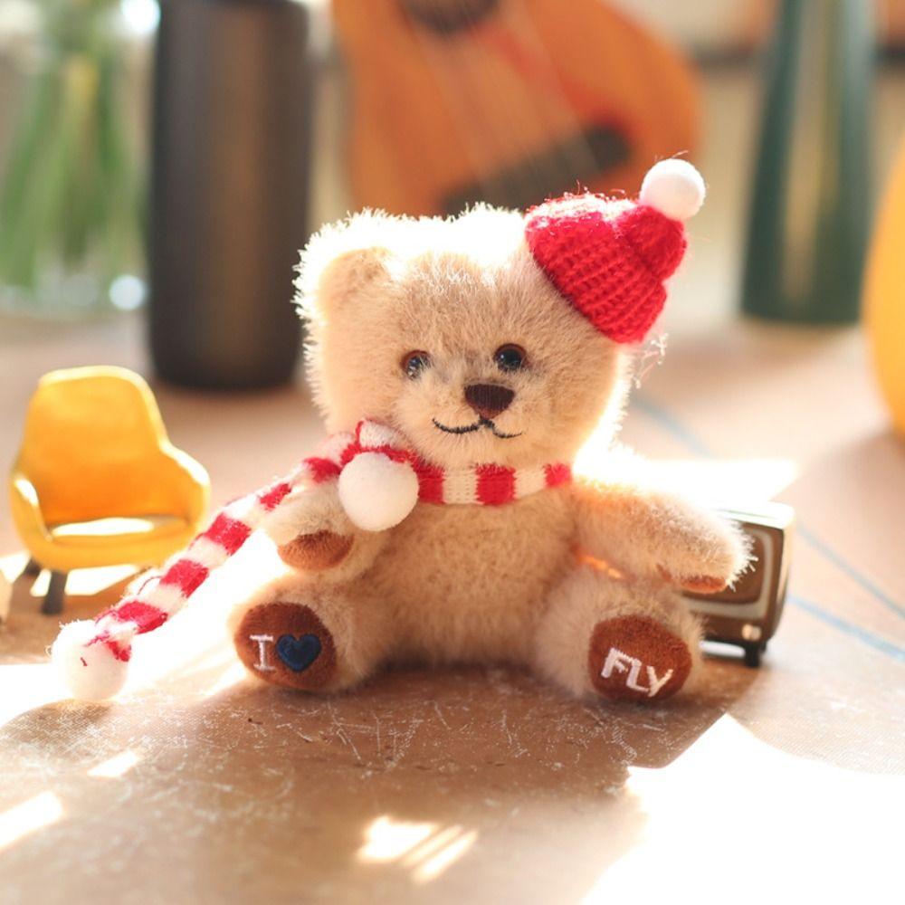 Scarf Christmas Bear Plush Doll Anti-lost Bag Decoration Christmas Hat Pendant  Kindergarten Gifts